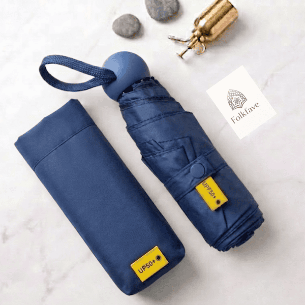 Mini Sun Umbrella ultra-light capsule UV protection foldable navy blue umbrella | FOLKFAVE