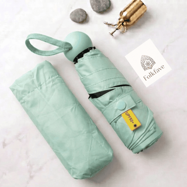 Mini Sun Umbrella ultra-light capsule UV protection foldable Light Green umbrella | FOLKFAVE