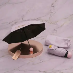 Mini Sun Umbrella ultra-light capsule UV protection foldable pink umbrella | FOLKFAVE