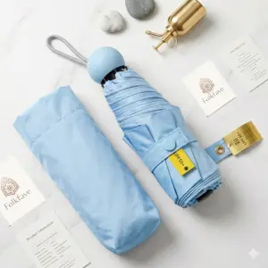 Mini Sun Umbrella ultra-light capsule UV protection foldable sky blue umbrella | FOLKFAVE